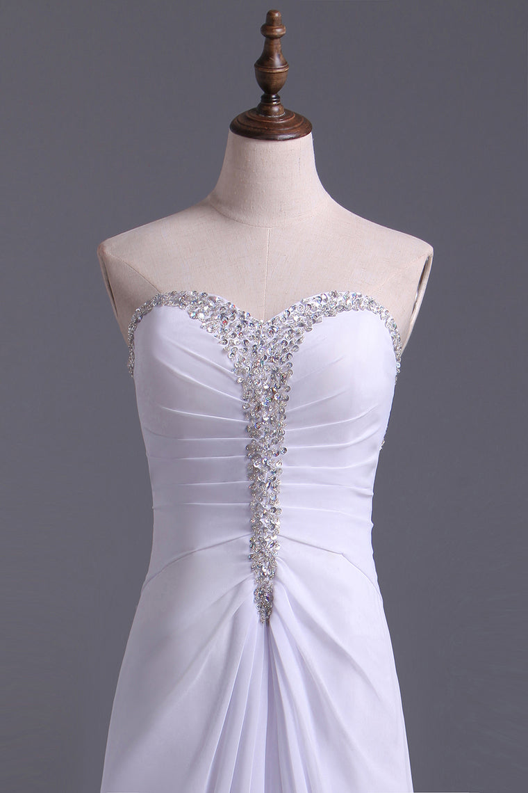2022 New Arrival White Sheath/Column Sweetheart Chiffon Floor Length