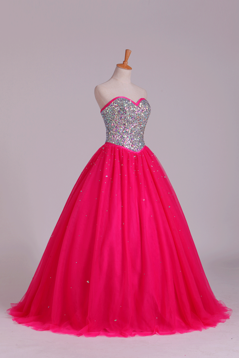 2022 Quinceanera Dresses Sweetheart Ball Gown Floor-Length Beaded Bodice