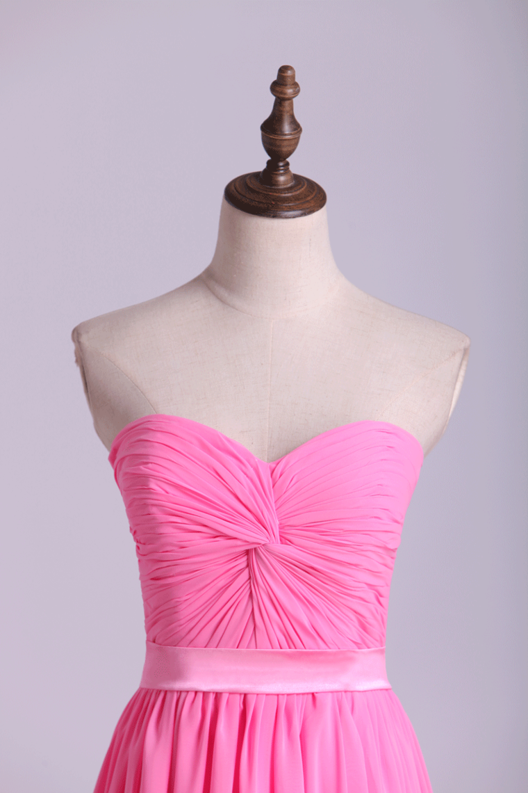 2022 Prom Dresses A Line Floor Length Sweetheart Chiffon Belt Discount Price