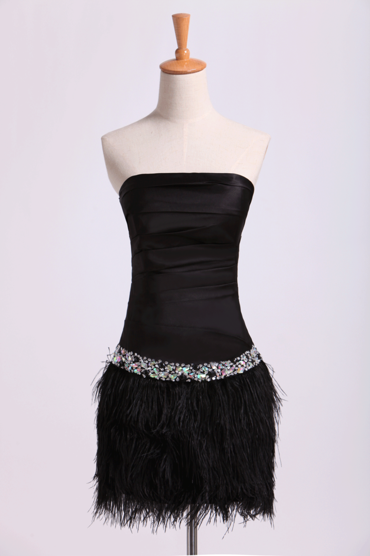 2022 Collection A Line Strapless Short/Mini Satin