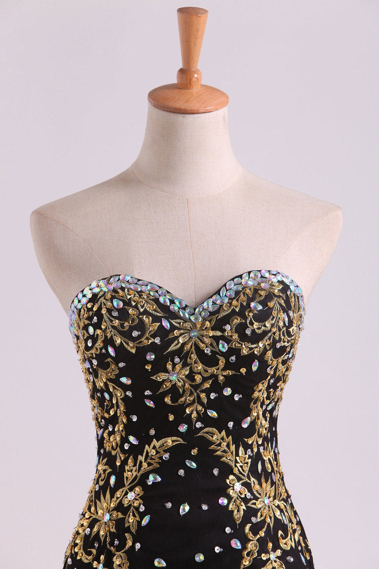 2022 Pretty Sweetheart Prom Dresses Mermaid/Trumpet Floor-Length With Applique & Beads