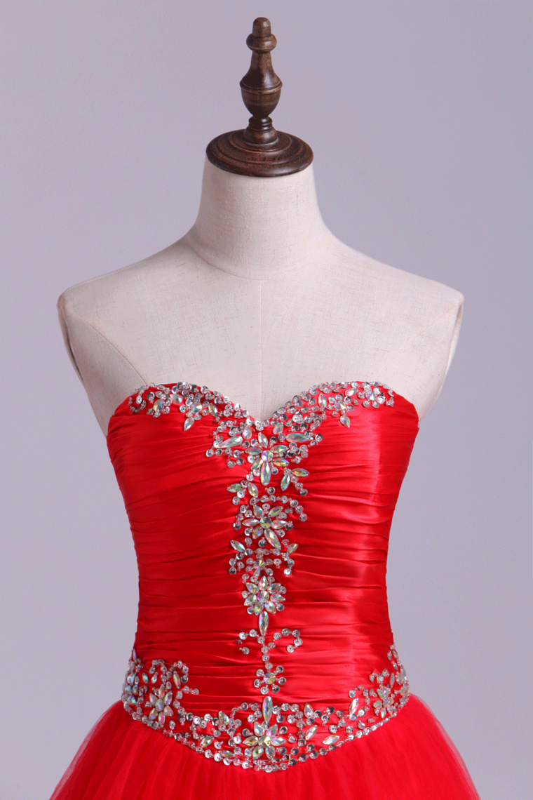 2022 Homecoming Dresses A Line Sweetheart Beading Short/Mini Ruffles