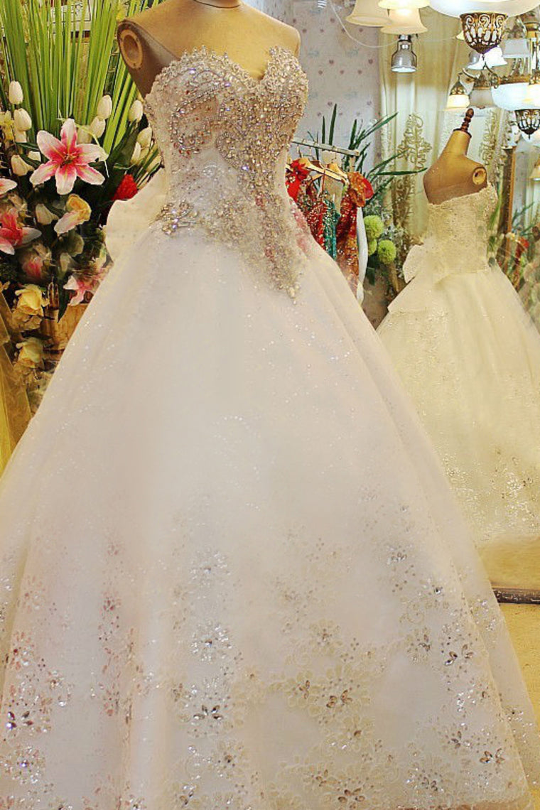 2022 Luxurious&Elegant Sweetheart Wedding Dresses With Beads And Applique