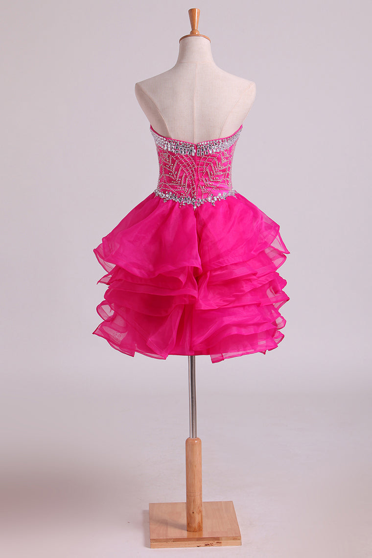 2022 Homecoming Dresses Sweetheart A Line Organza With Beading Short/Mini