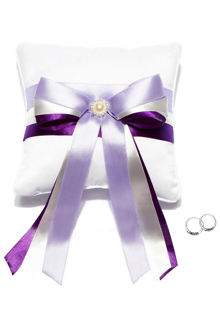Ring Pillow Satin With Sash/Pearl
