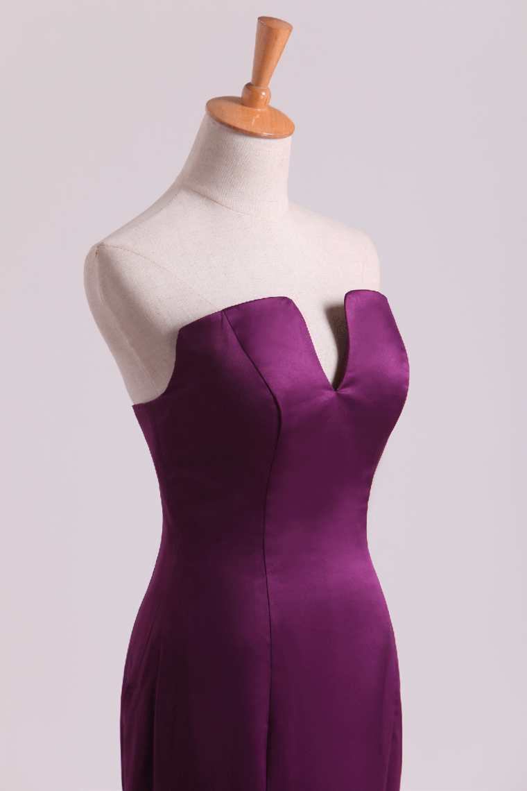 2022 Notched Neckline Prom Dresses Satin Mermaid/Trumpet Grape