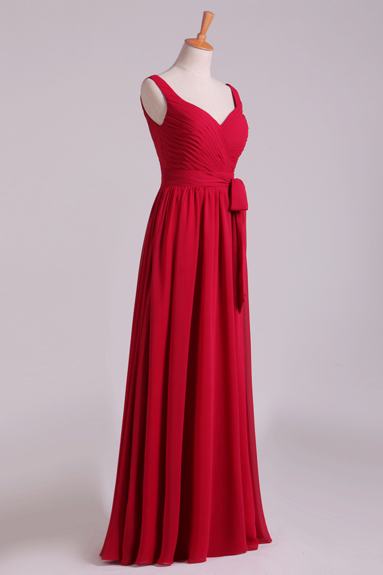 2022 New Arrival Bridesmaid Dresses Straps A-Line Chiffon Floor-Length