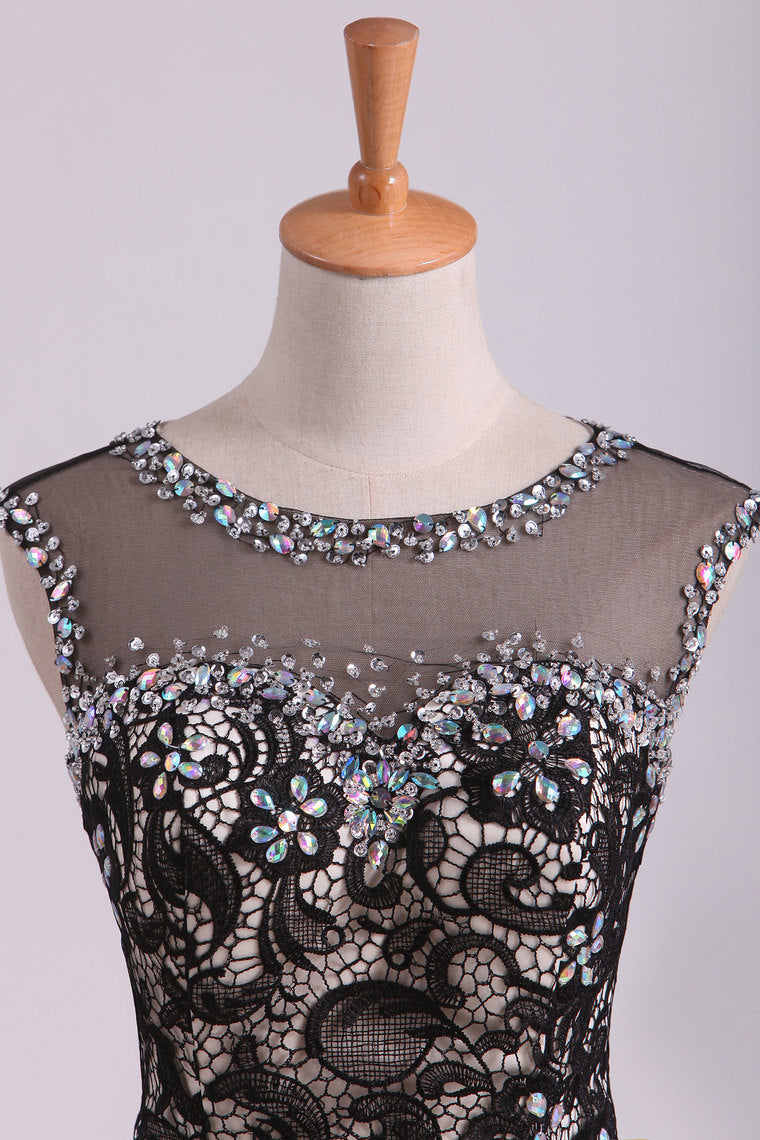 2022 Black Prom Dresses Mermaid/Trumpet Scoop Lace