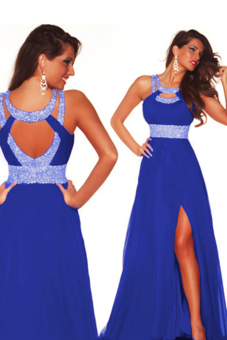 2022 Sexy Prom Dresses A Line Scoop Sweep/Brush Red Open Back