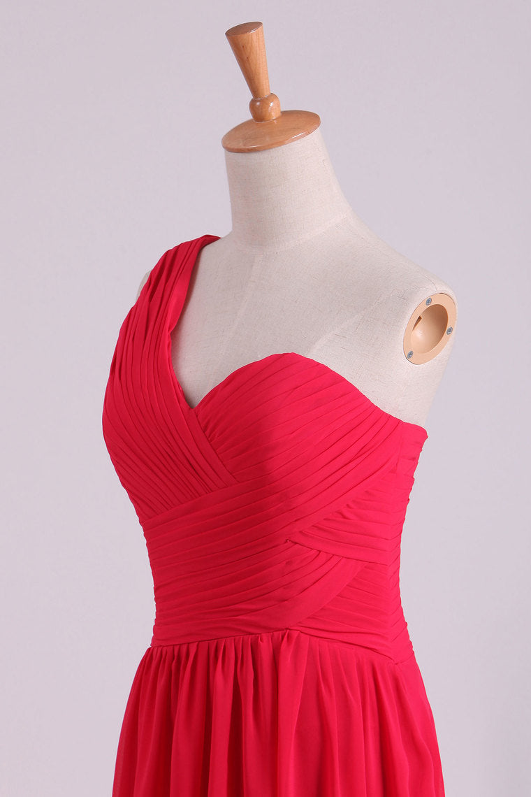 2022 One Shoulder Prom Dresses A Line Chiffon Floor Length With Ruffles