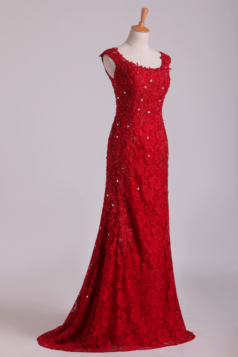 2022 Popular Off The Shoulder Evening Dresses Lace With Applique And Beads
