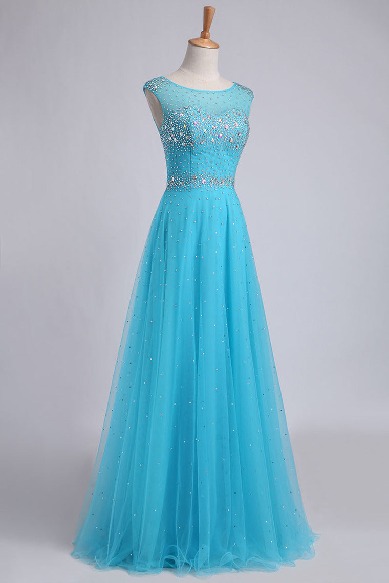 2022 Scoop Backless A Line Floor Length Prom Dress Splendid