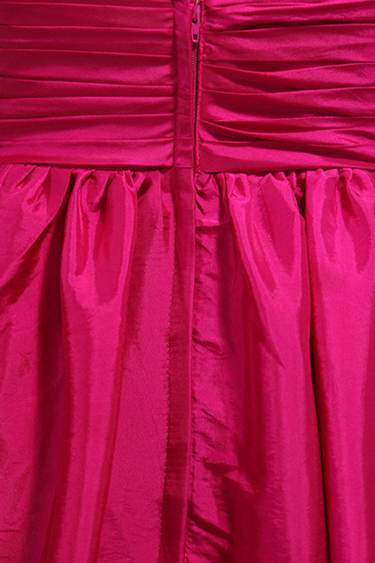 2022 Plus Size A Line Prom Dresses Sweetheart Fuchsia Sweep/Brush Taffeta Zipper Back