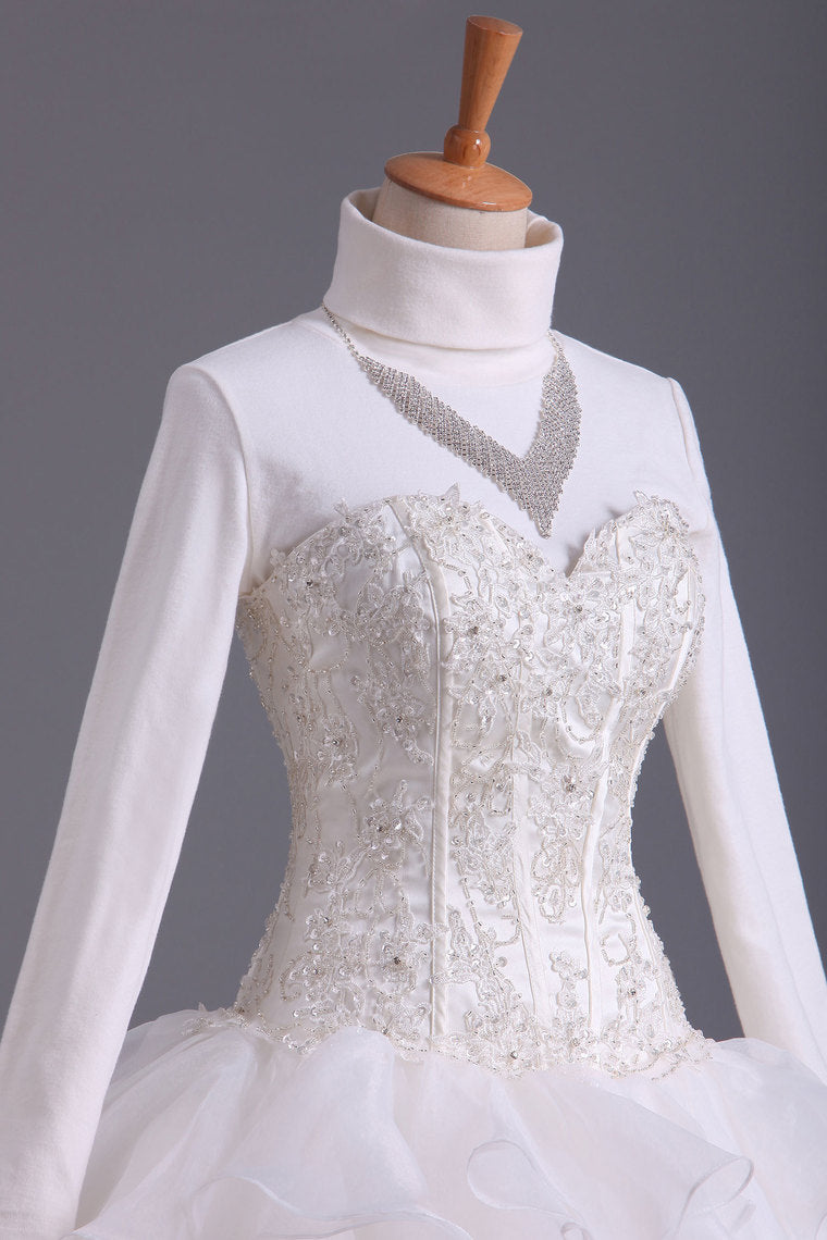 2022 Musilim Wedding Dresses A Line Sweetheart Organza With Beads & Applique