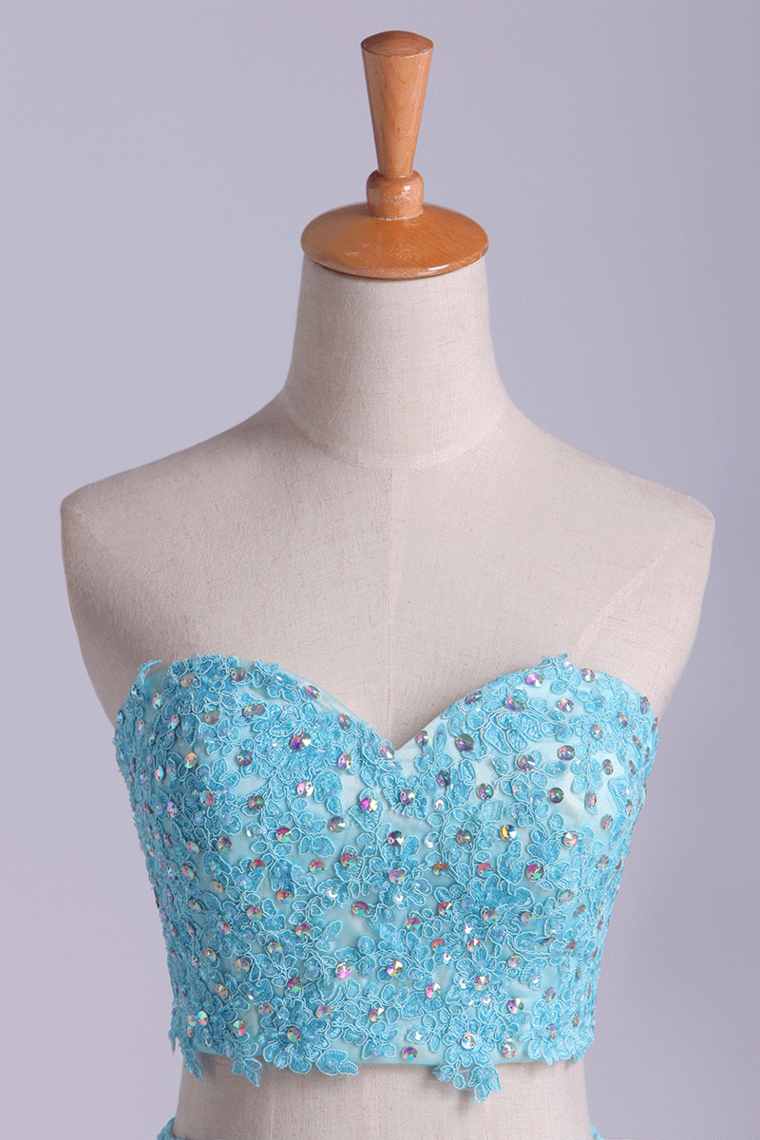 2022 Sweetheart Short Homecoming Dresses Tulle With Applique & Beads