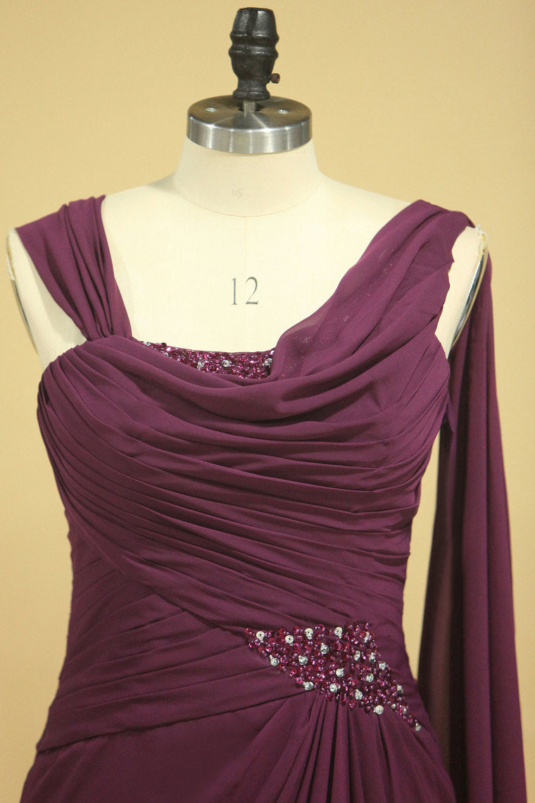 2022 Straps Mother Of The Bride Dresses Chiffon With Beading And Ruffles Sheath