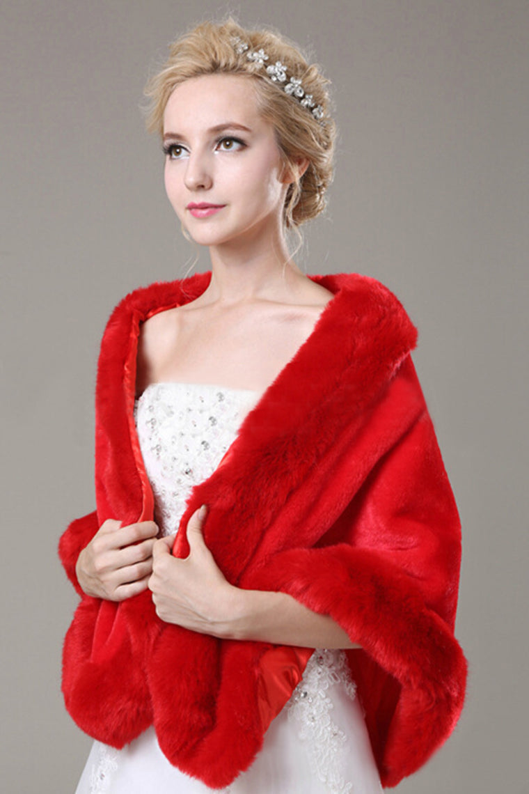 Fabulous Red Faux Fur Wedding Wrap