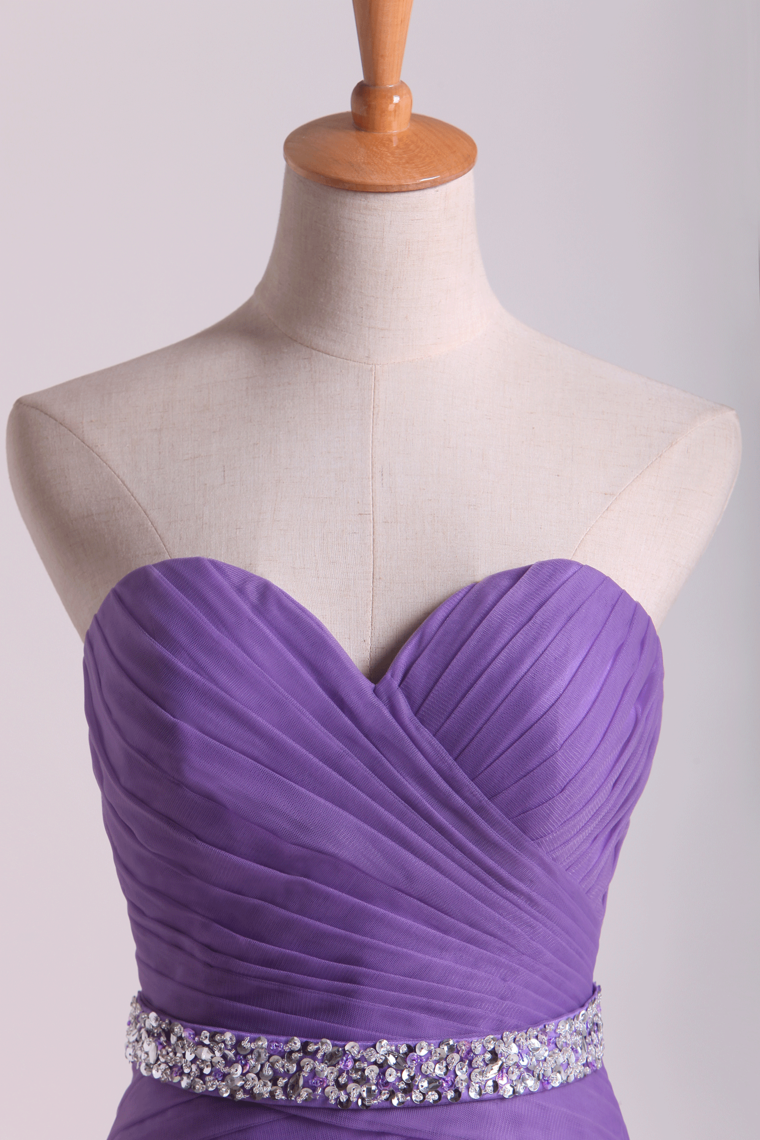 2022 Mermaid Sweetheart Floor Length Prom Dresses With Ruffles And Beading Tulle