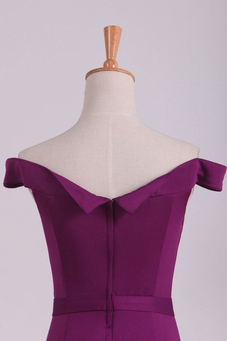 2022 Grape Mermaid Boat Neck Spandex Floor Length Zipper Up Evening Dresses