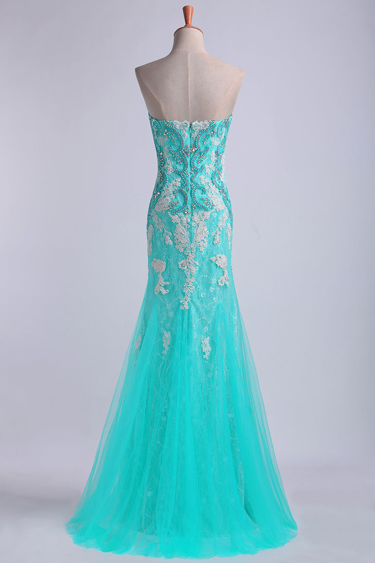2022 Prom Dresses Strapless Column With Beading And Applique