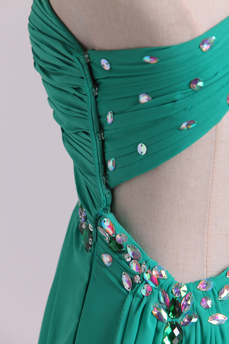 2022 Prom Dresses One Shoulder With Beading/Sequins A Line Chiffon Asymmetrical