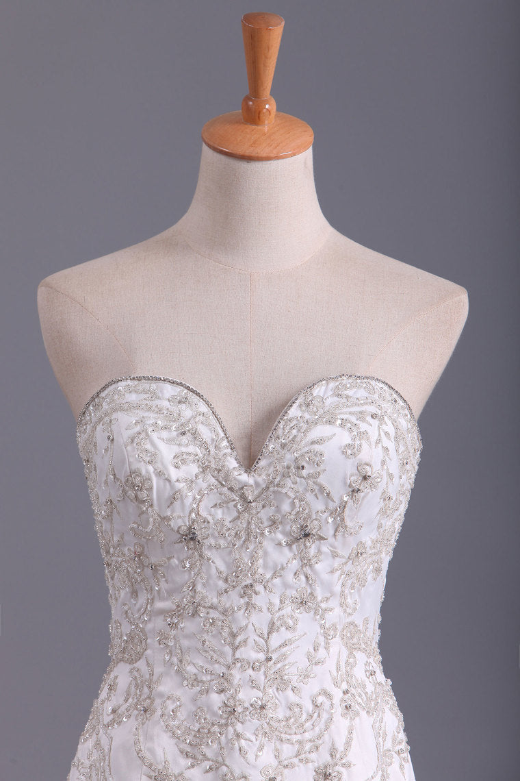 2022 Sweetheart Wedding Dresses Mermaid Organza With Beads And Rhinestones