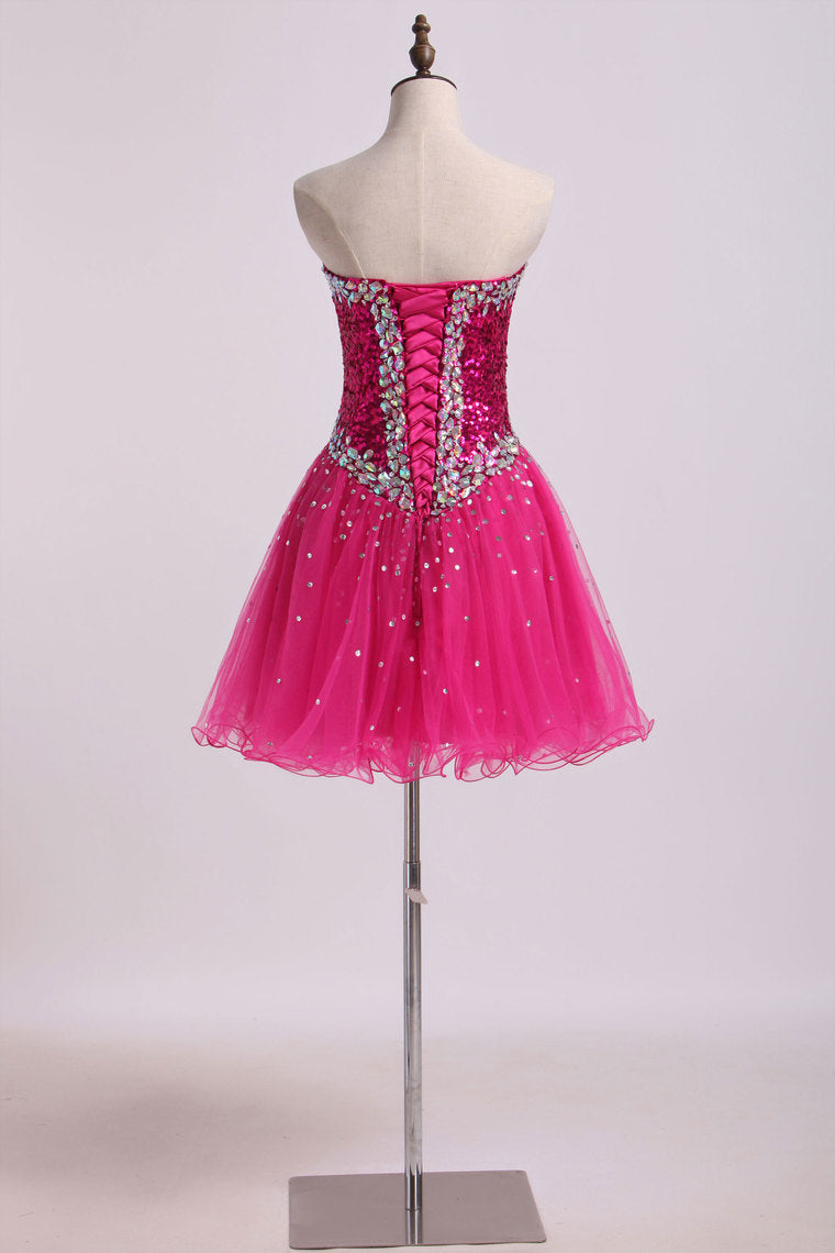 2022 Homecoming Dresses A Line Sweetheart Short/Mini With Beading