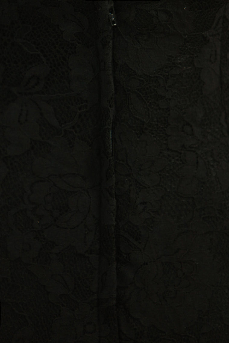2022 Black Lace Evening Dresses V Neck Open Back Sweep Train Sheath Size 8