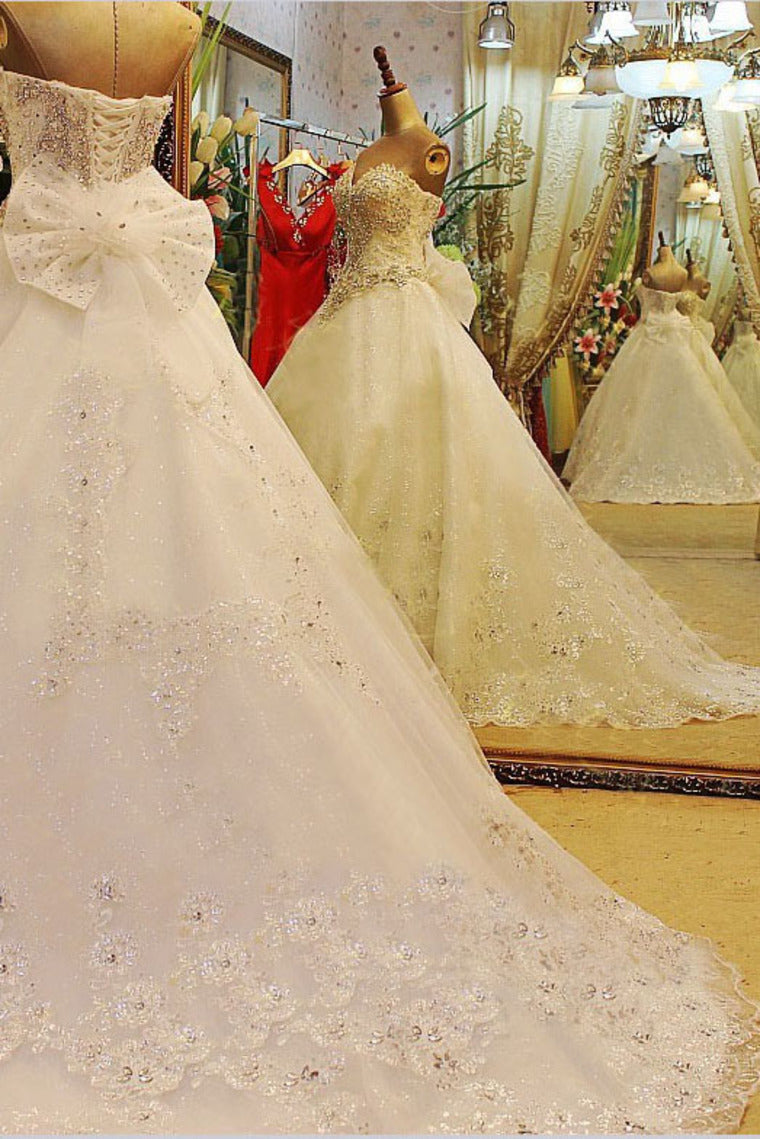 2022 Luxurious&Elegant Sweetheart Wedding Dresses With Beads And Applique