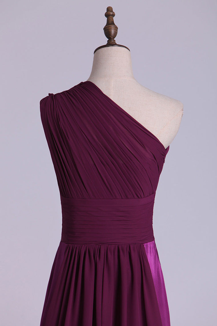 2022 One Shoulder Evening Dresses With Ruffles Sweep Train