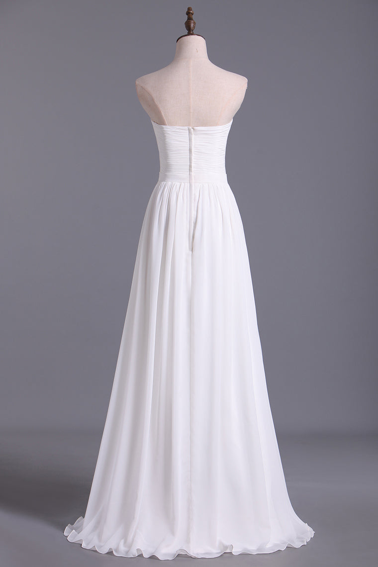 2022 Chic Prom Dresses Long A Line Strapless Chiffon Ivory Color Petite Size Under 200