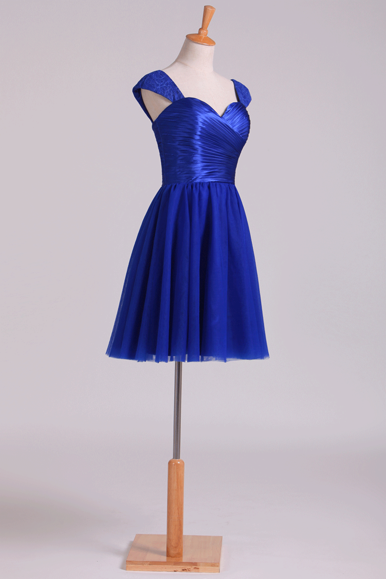 2022 Homecoming Dresses Off The Shoulder Dark Royal Blue A Line Tulle With Ruffles