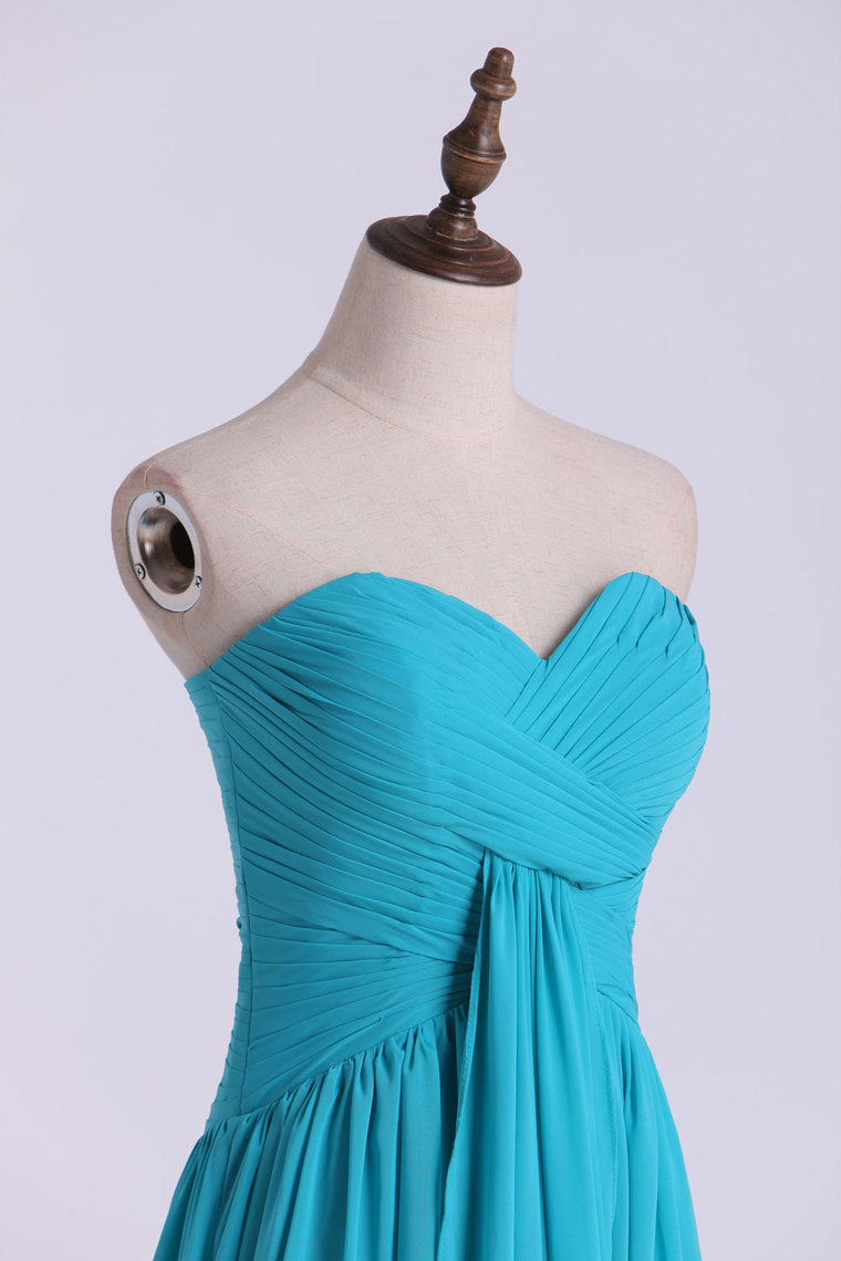 2022 Prom Dresses A Line Floor Length Sweetheart Chiffon With Ruffles