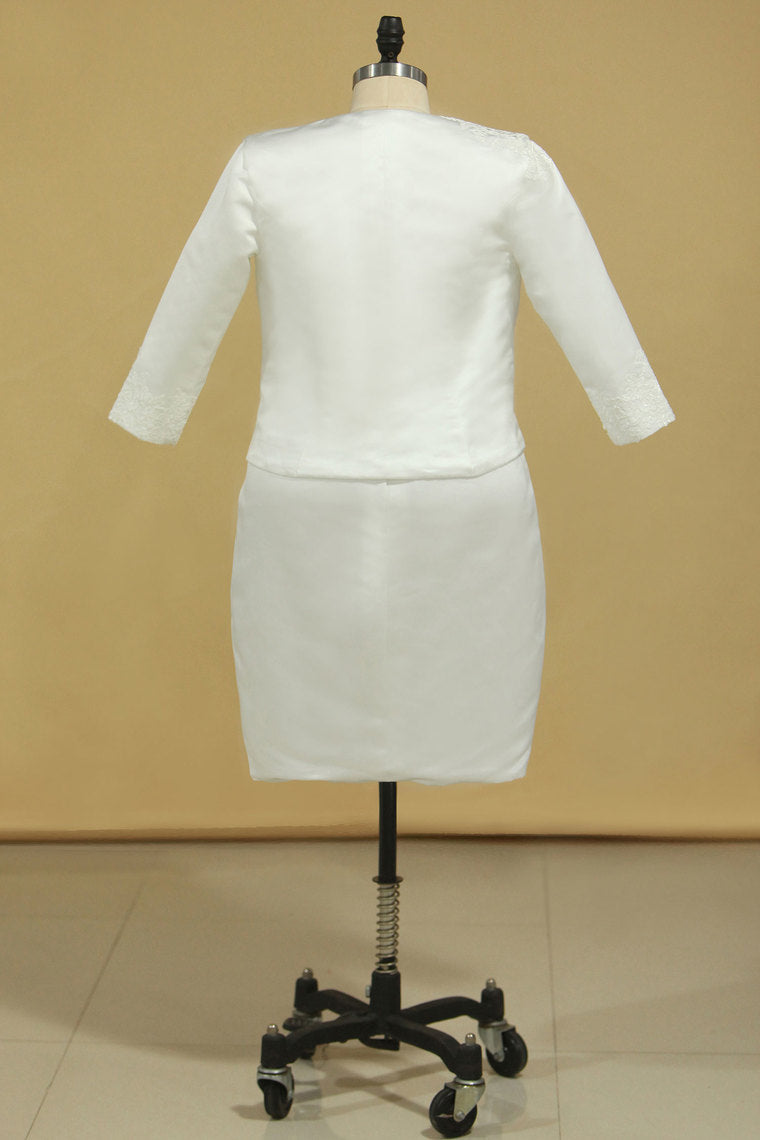 2022 Mother Of The Bride Dresses Scoop With Applique And Jacket Sheath Satin