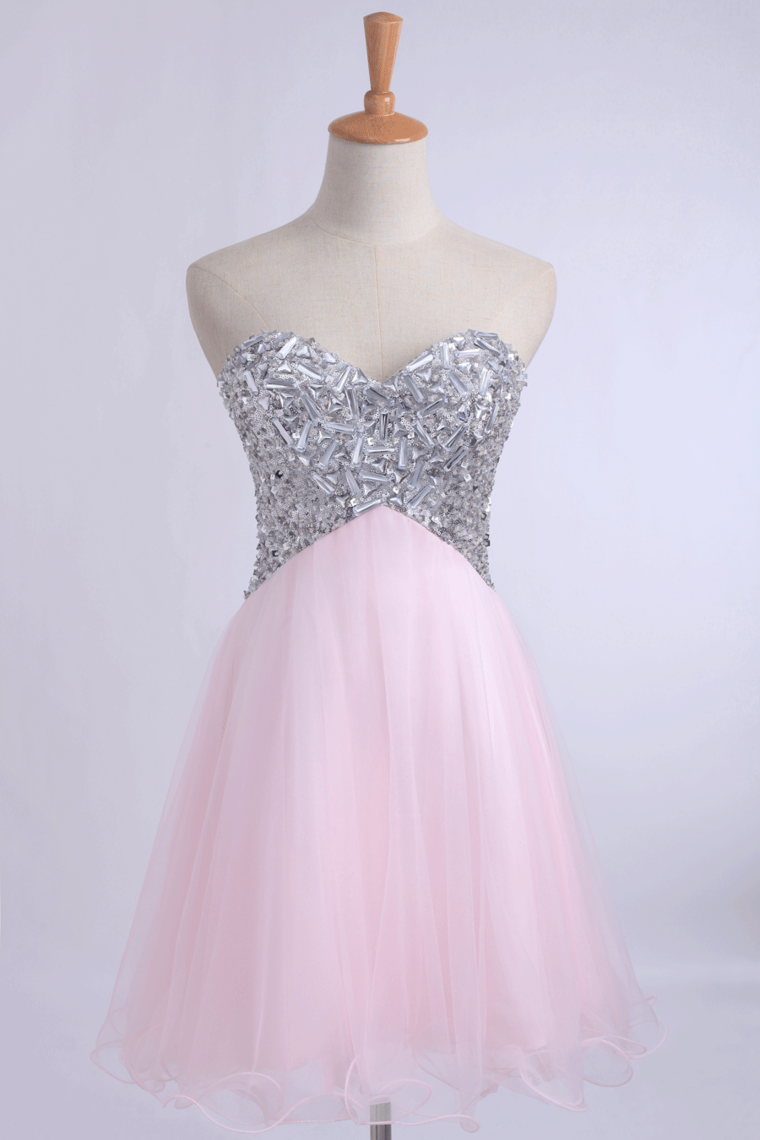 2022 Homecoming Dresses A Line Sweetheart With Beads&Sequins Short/Mini