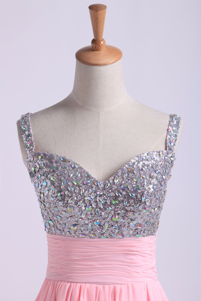 2022 Homecoming Dresses Straps Chiffon Short With Beading