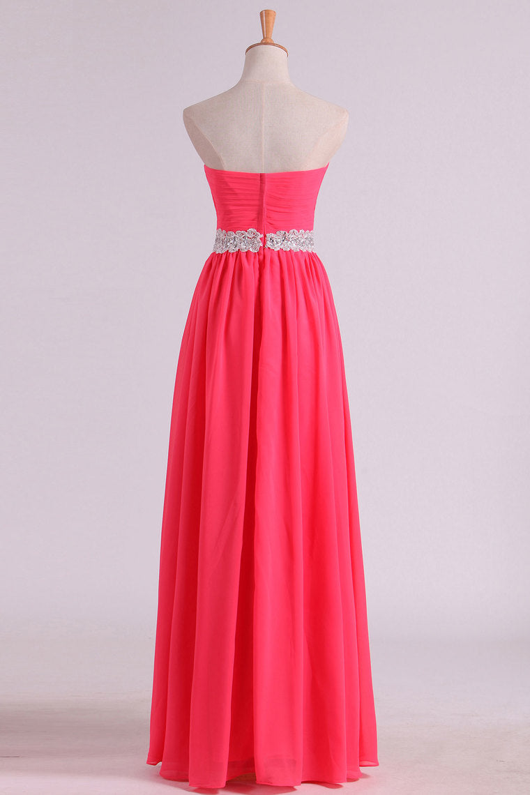 2022 New Arrival Prom Dresses Sweetheart Ruched Bodice With Beading Chiffon