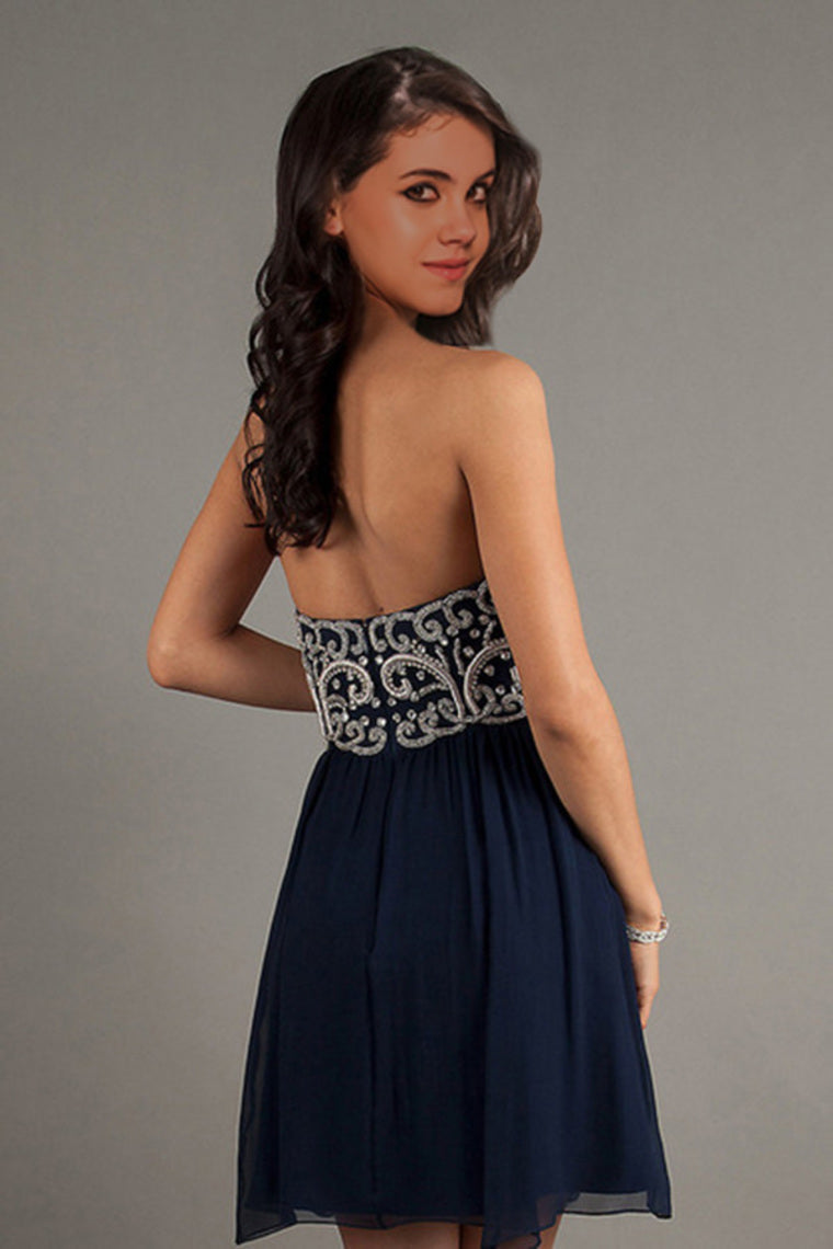 2022 Homecoming Dresses A Line Short/Mini Sweetheart Chiffon With Beads&Sequins