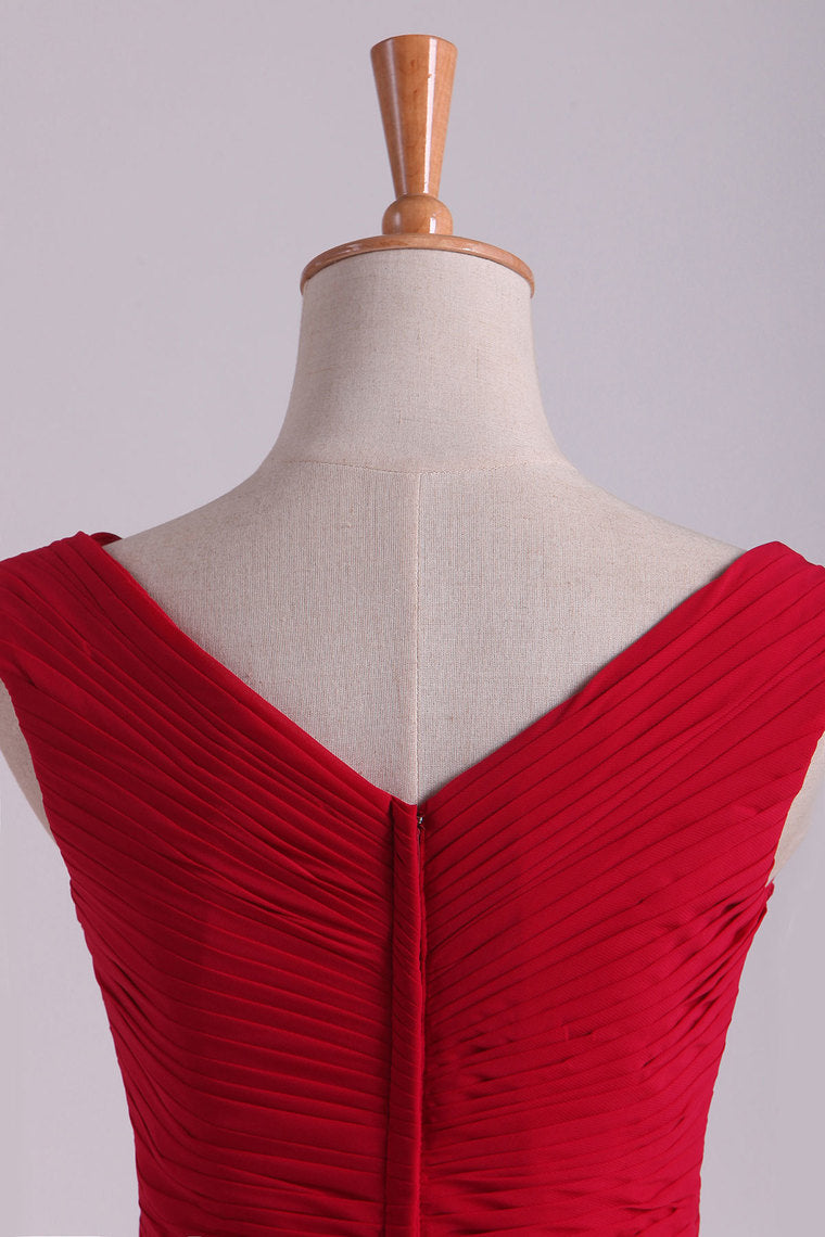 2022 Burgundy Off The Shoulder Evening Dresses A Line Ruched Bodice Chiffon Floor Length