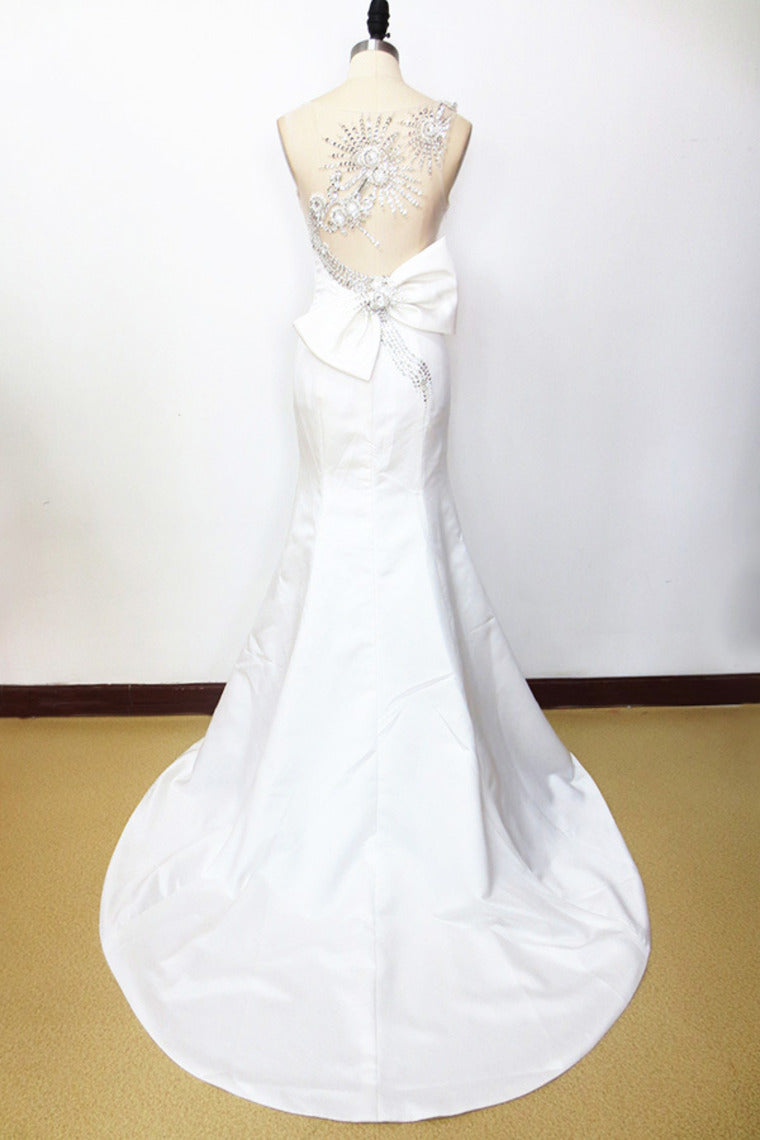 2022 Prom Dresses Mermaid White Satin With Beading