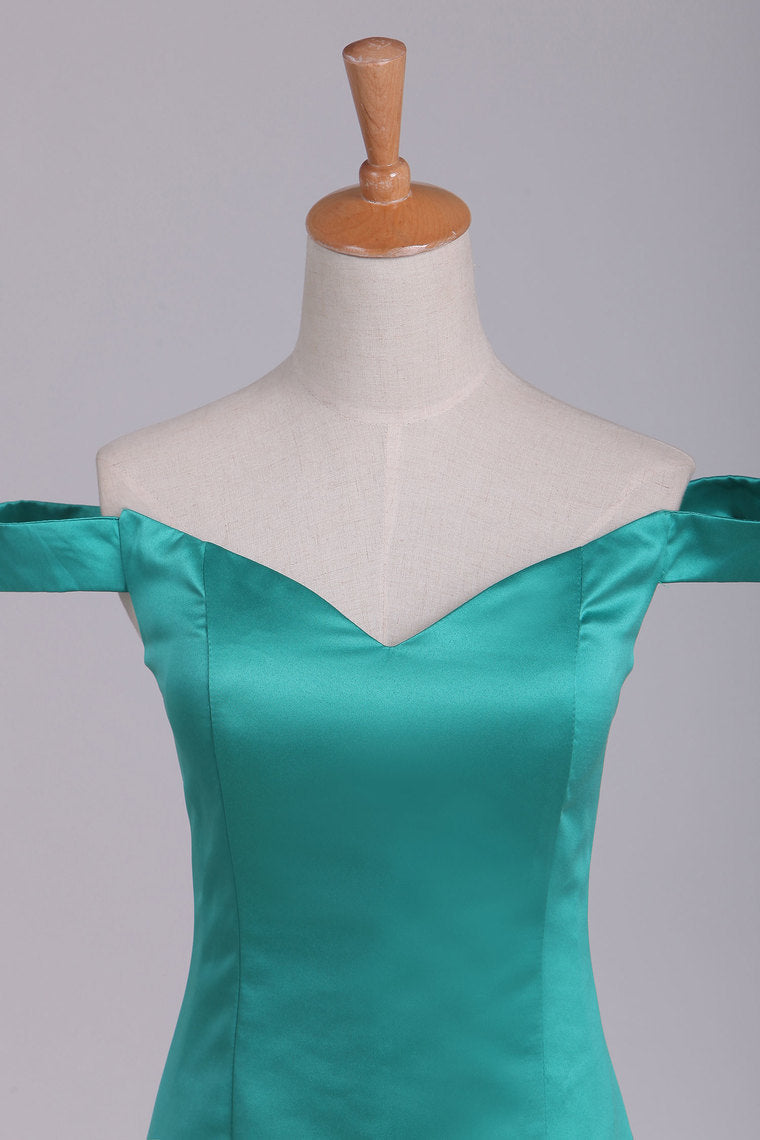 2022 Off The Shoulder Mermaid Evening Dresses Satin Sweep Train