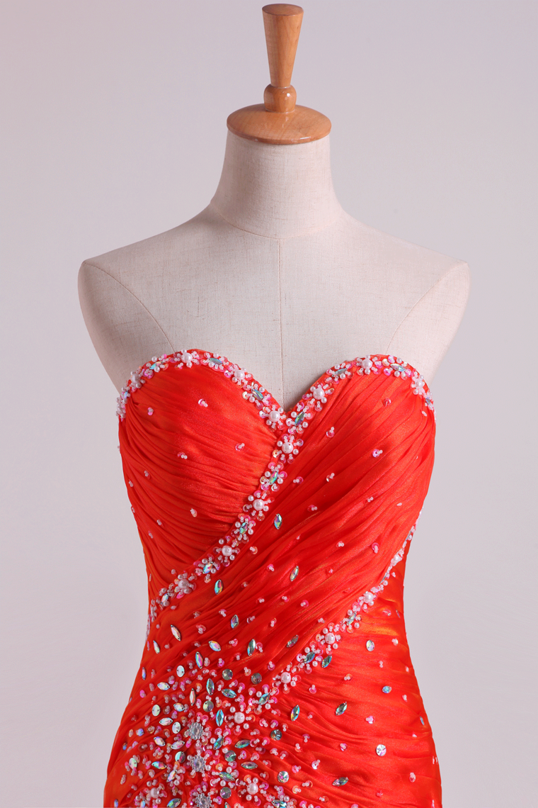 2022 Sweetheart A Line Chiffon Evening Dresses With Beading