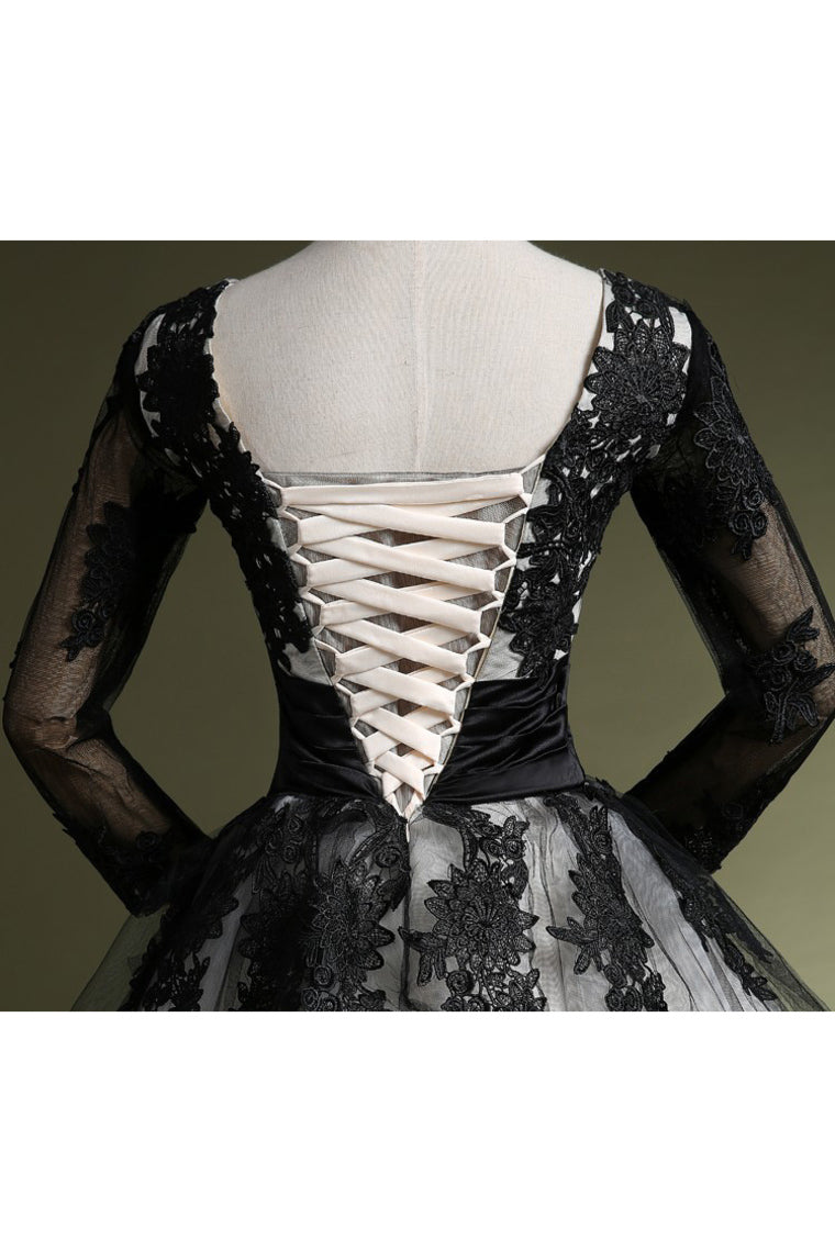 2022 Prom Dresses Scoop A Line With Applique And Ribbon Tea Length