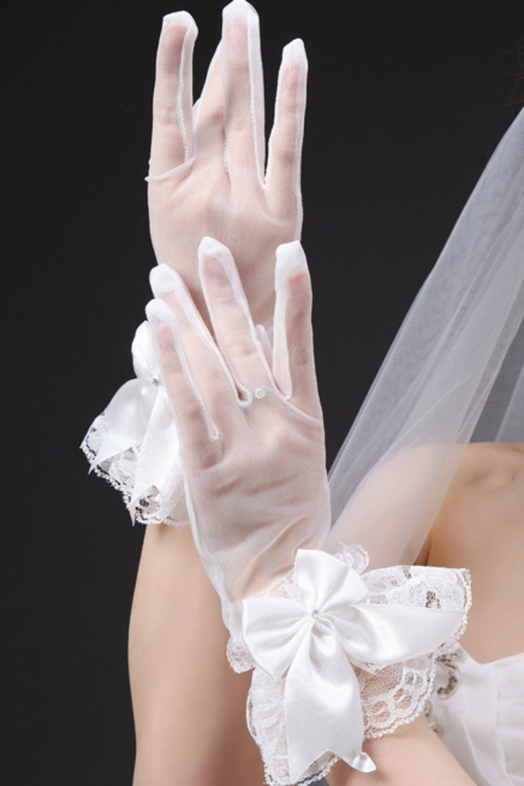 2022 Tulle Wrist Length Bridal Gloves