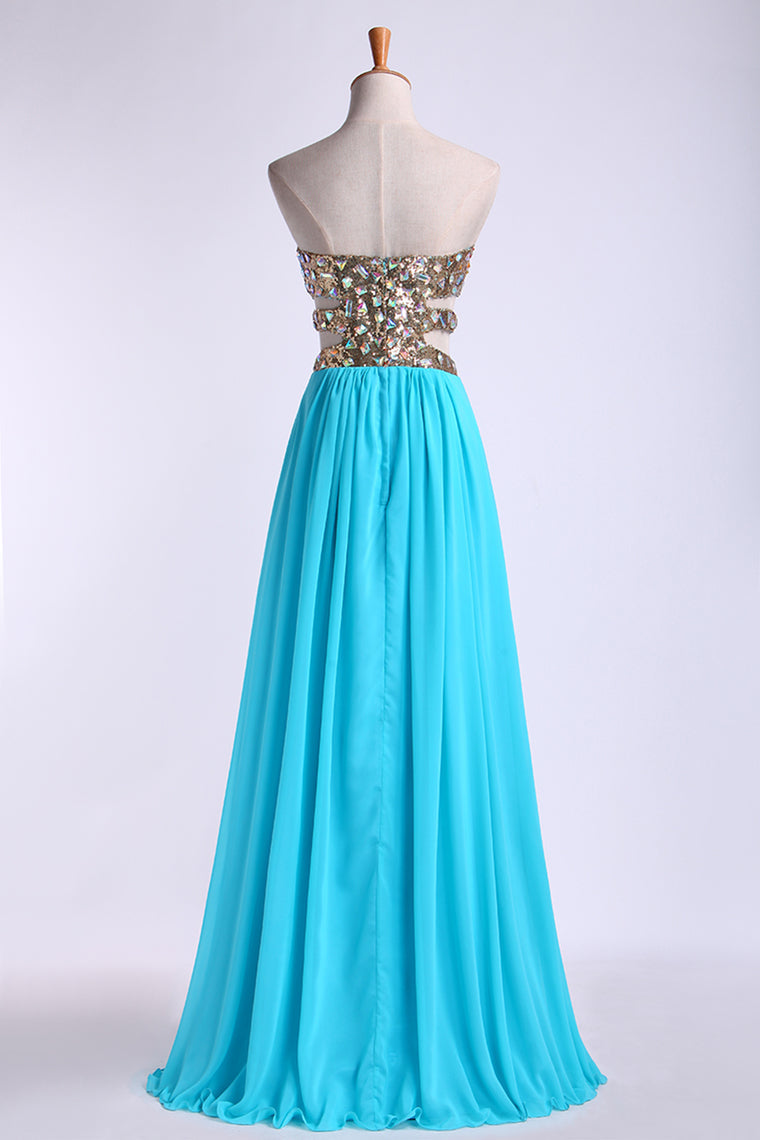 2022 Prom Dresses A Line Sweetheart Floor Length Chiffon