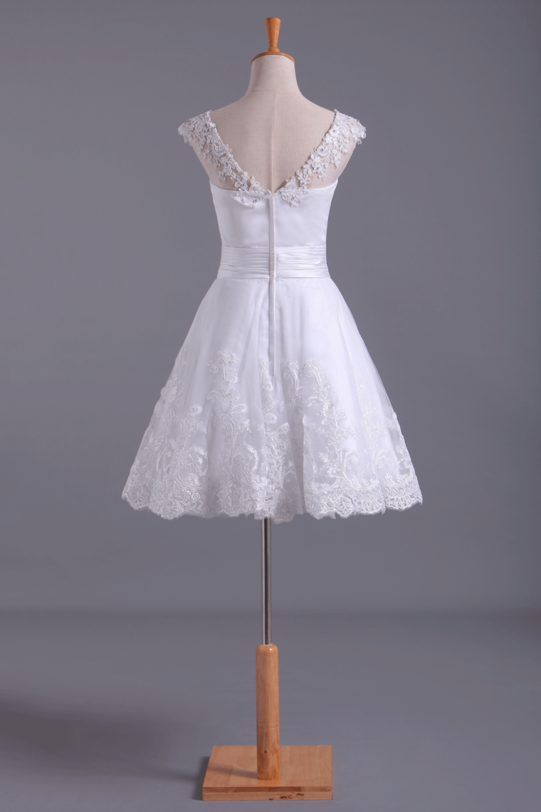 2022 White Unique Homecoming Dress A Line Short/Mini Tulle With Applique