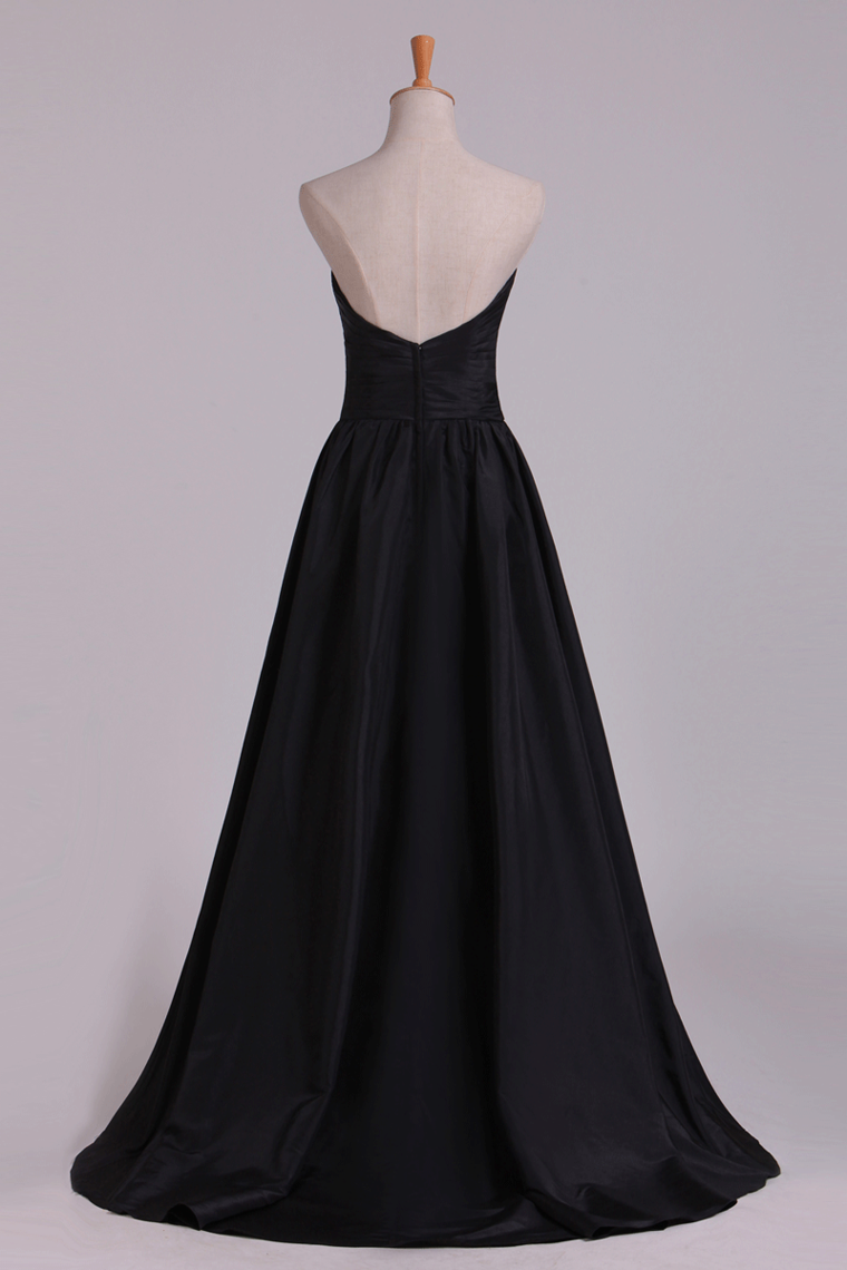2022 Ball Gown Prom Dresses Sweetheart Sweep/Brush Taffeta Zipper Back