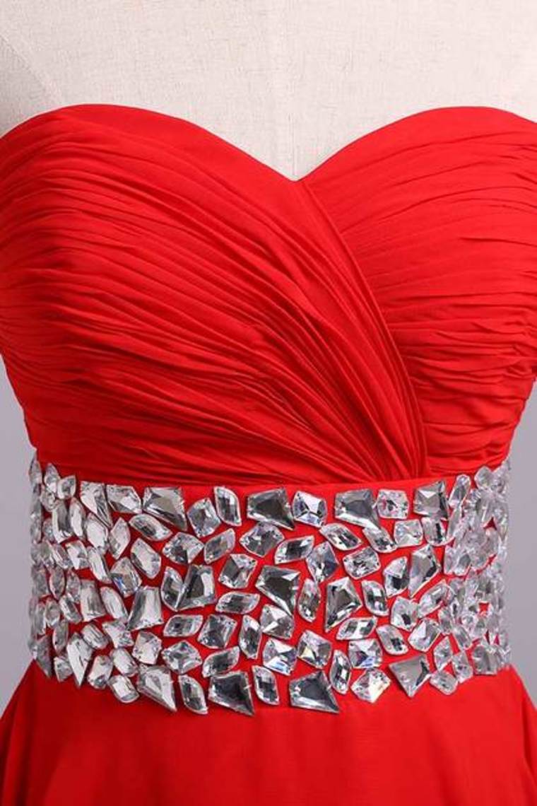 2022 Homecoming Dresses A Line Sweetheart Short/Mini With Rhinestone Chiffon