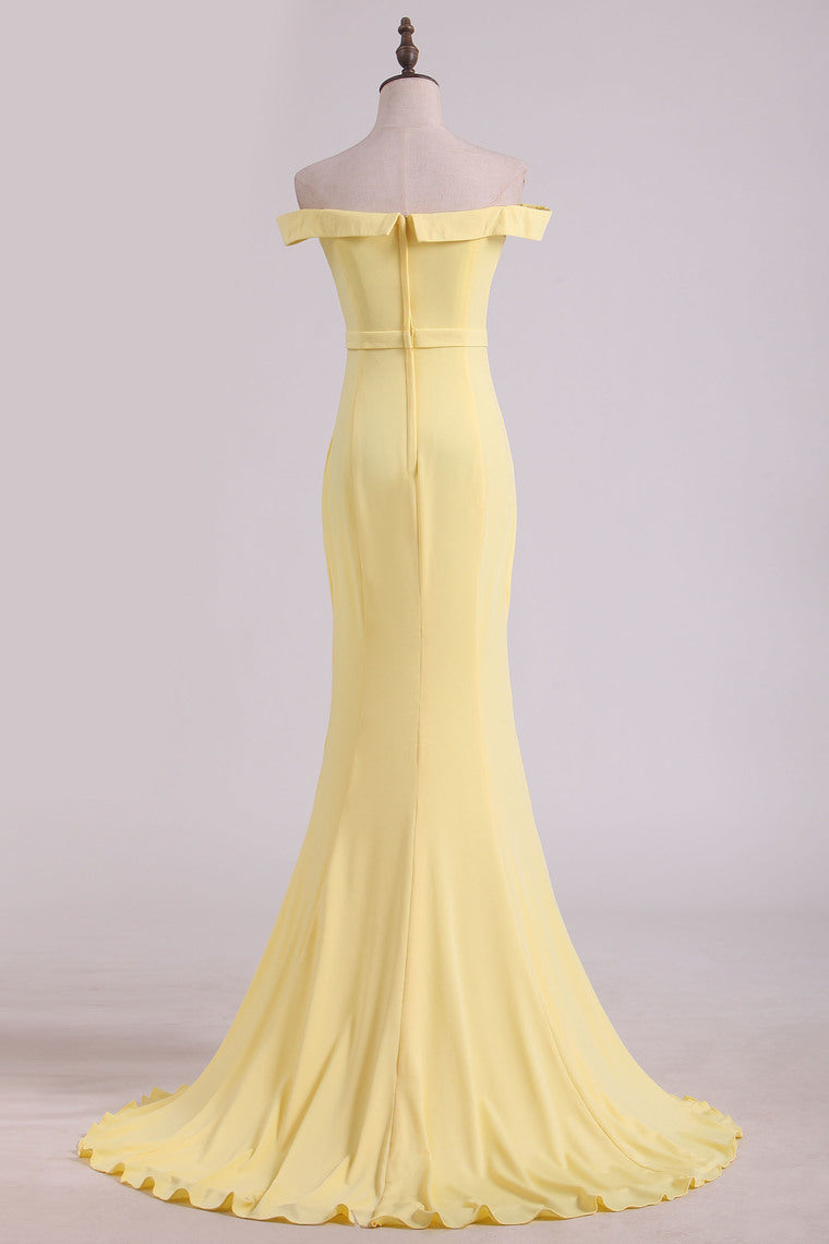 2022 New Arrival Mermaid Boat Neck Evening Dresses Spandex Floor Length