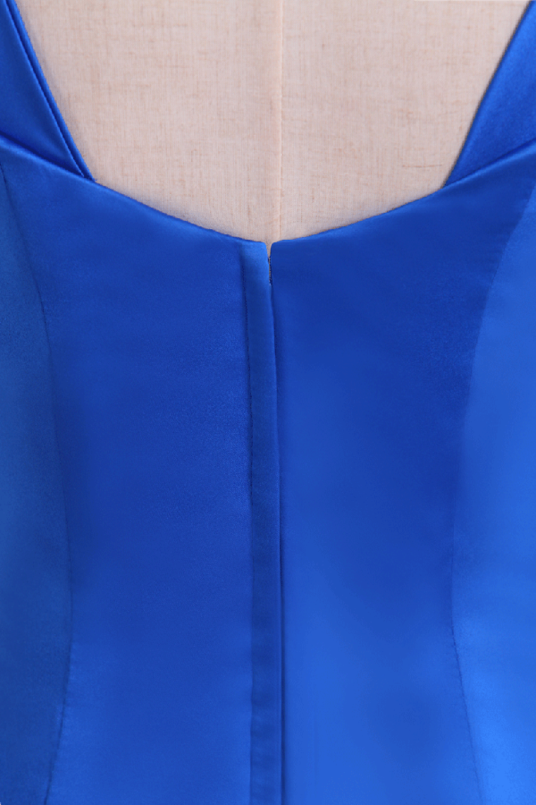 2022 Dark Royal Blue Off-The-Shoulder Mermaid Prom Dresses Sweep Train Satin Zipper Back